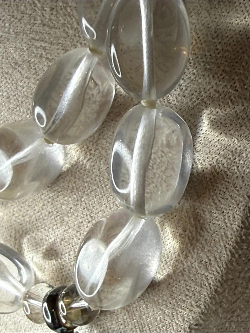 Sterling silver 925 artisan Clear Glass Bead Necklace Abalone Pendant runway